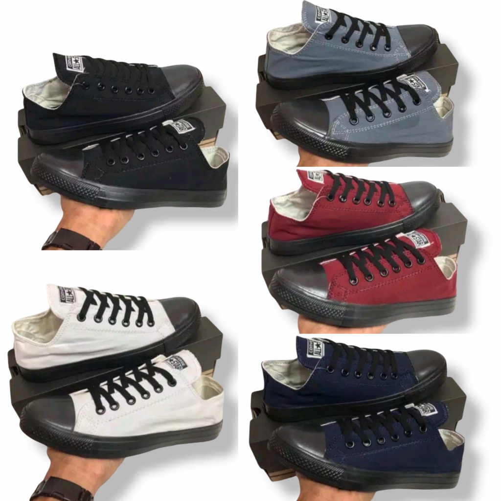 SENEAKERS LOW FULL BLACK SEPATU KERJA DAN SEKOLAH