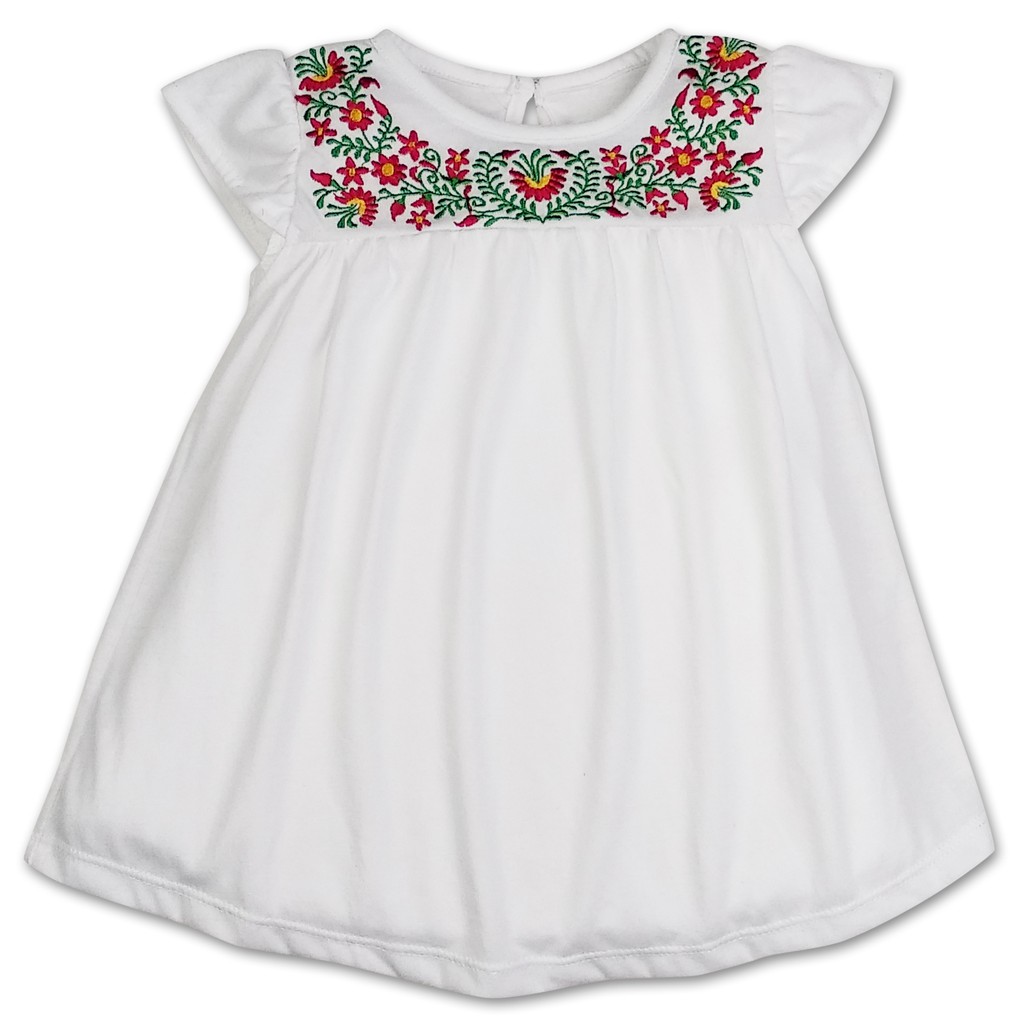 Bearhug Dress Anak Perempuan Emboridery XDD P1 Lengan Pendek 6-18M-Putih P1-XDD409B
