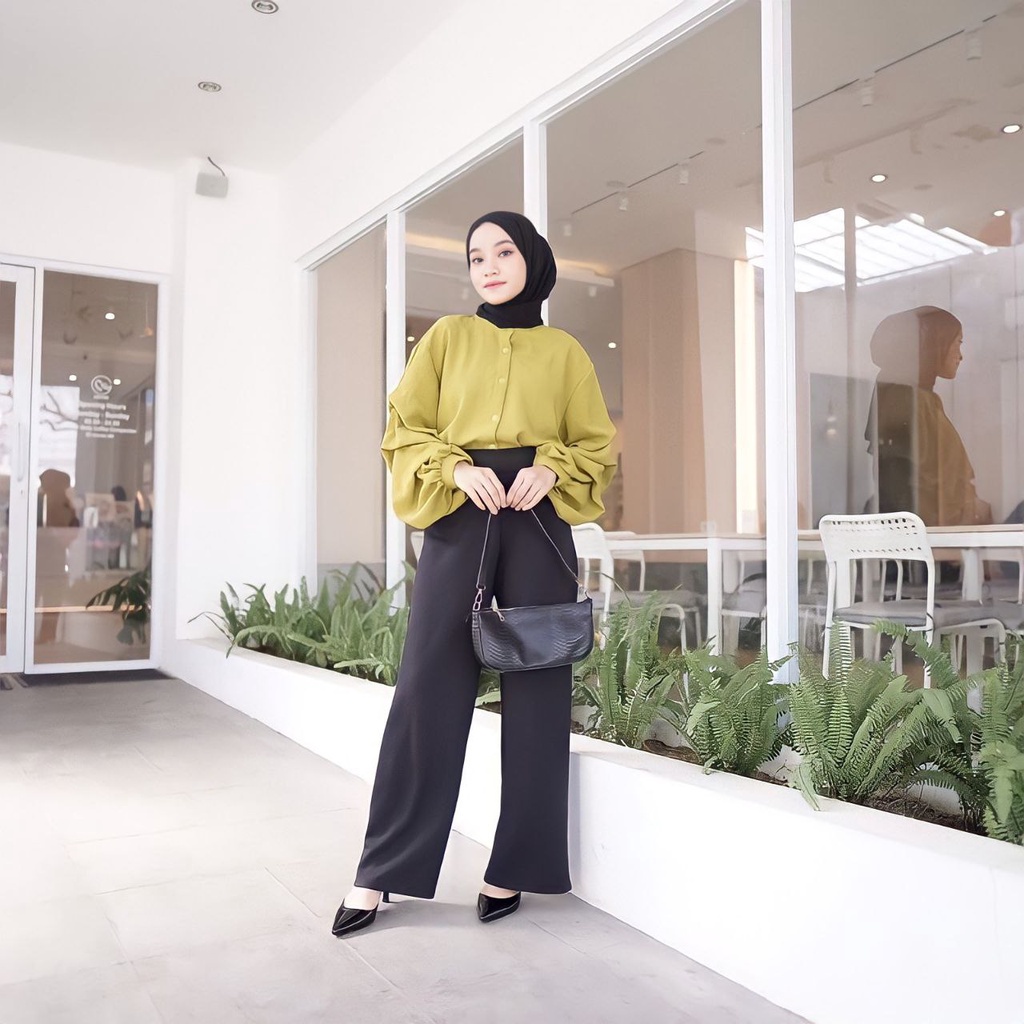 BEFAST - ZRX OOTD Blouse ITANO / LOCANA LABEL ALTA BLOUSE / PERRY BLOUSE / Blouse Lengan Panjang Balon / Pakaian Wanita Hijab / Blouse Polos Casual / Outfit Cewe Kue / Blouse Model Terbaru / Fashion Kekinian Remaja ABG