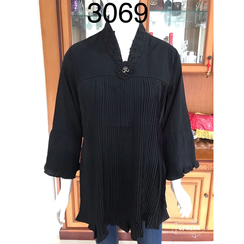 3067 3068 kebaya alexuez prisket putih  tulang /hitam kebaya encim premium