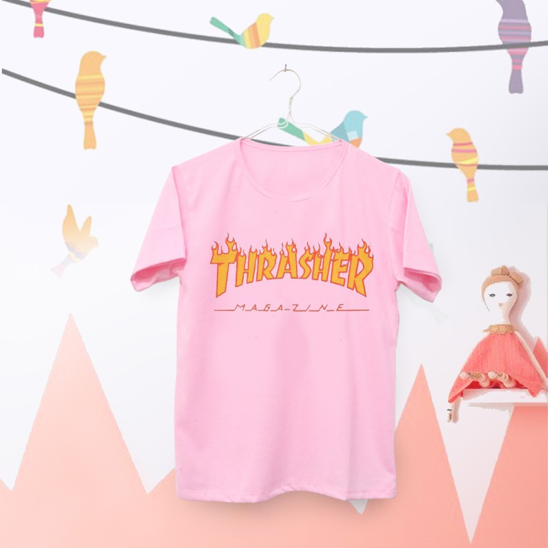 Kaos Oblong BRI Kaos Distro SA Kaos Wanita Lengan Pendek Thrasher Warna Pink