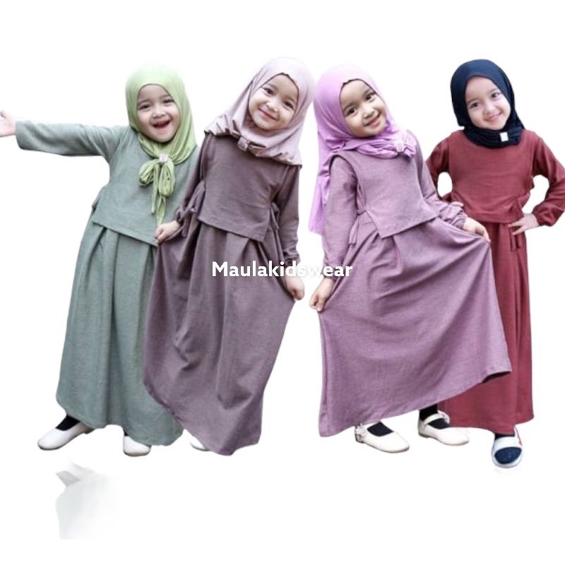 gamis anak perempuan / gamis bayi newborn 0 bln-4 thn / gamis MAUDY vest/ bahan adem elastis