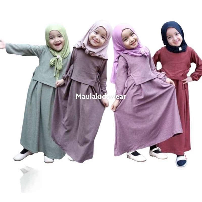 gamis anak perempuan / gamis bayi newborn 0 bln-4 thn / gamis MAUDY vest/ bahan adem elastis mix5