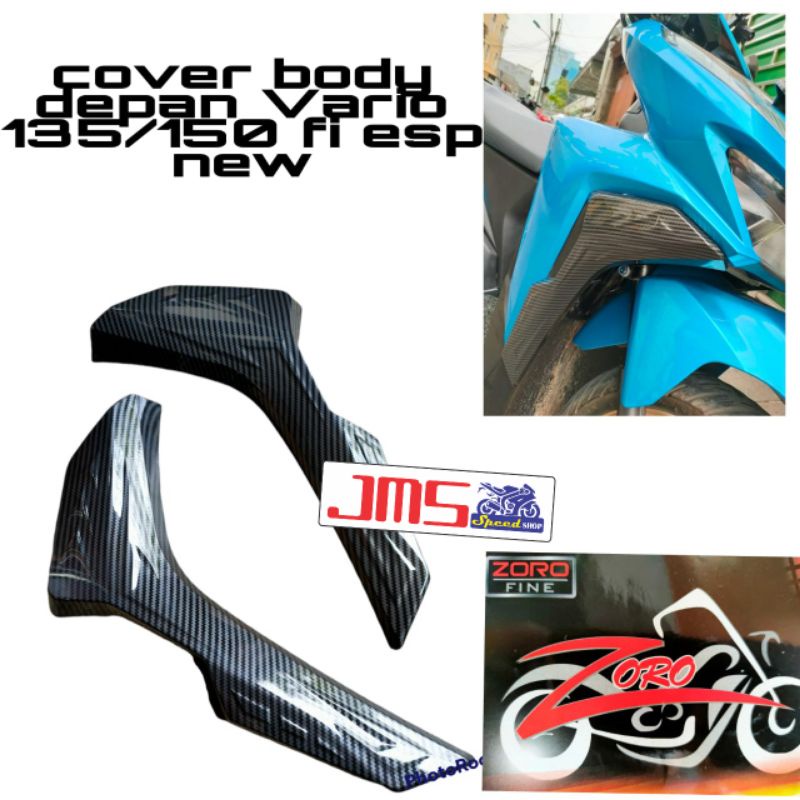 cover tutup sayap bodi depan carbon kiri dan kanan vario125/150 led zoro