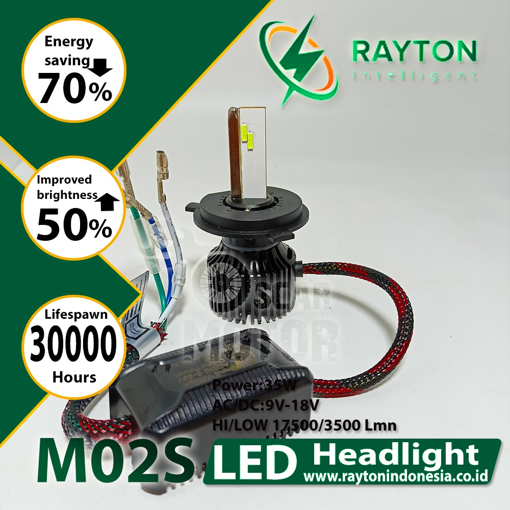 HID LAMPU UTAMA Rayton M02S With Fan Led Headlamp RTD Modul Kipas 50W motor motor