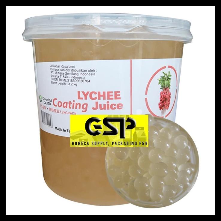 

Popping Boba Lychee Coating Juice 3.2Kg / Pail , Import Taiwan Poping