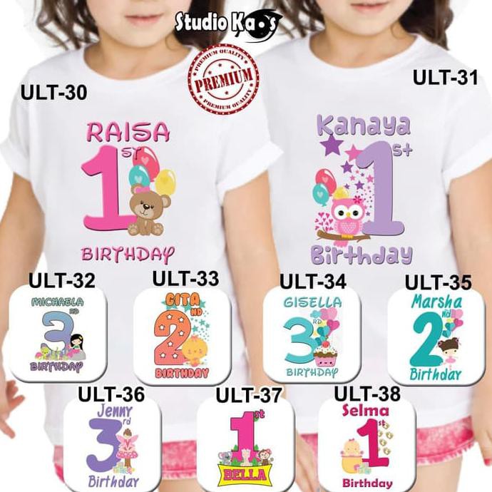 Baju / Kaos Anak Laki-laki / Perempuan Design Ultah / Ulang Tahun - Size S