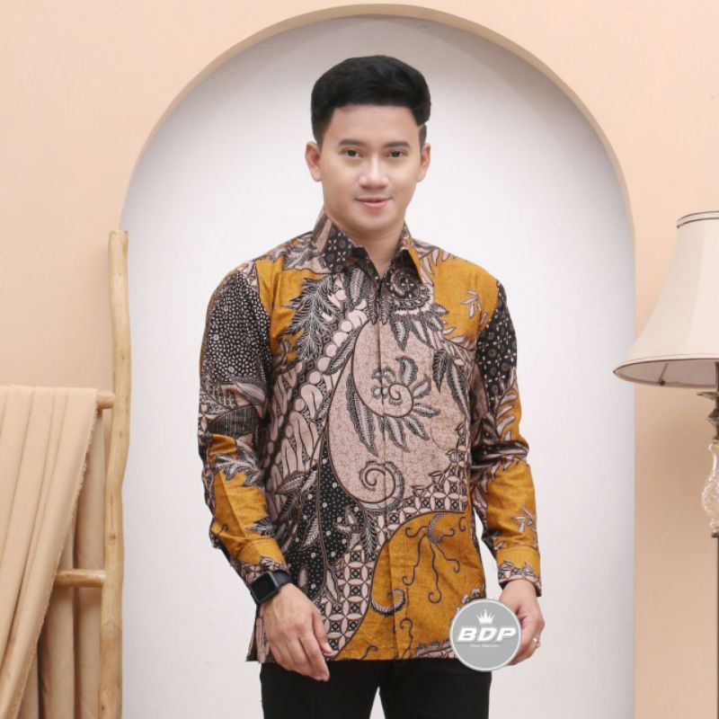 Kemeja Batik Pria Lengan Panjang M L XL XXL Baju Batik Pria Modern Batik Kerja Pria Batik Kantor Pria Seragam Batik