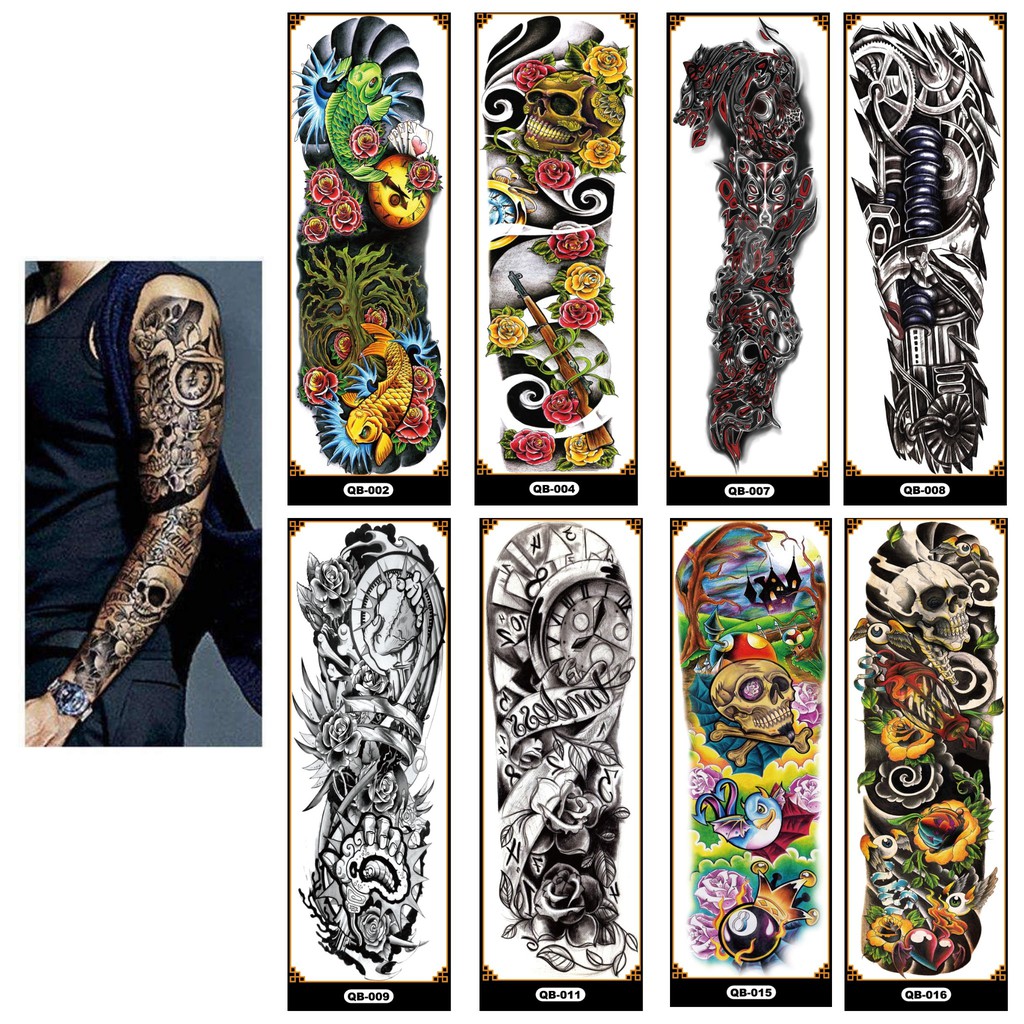 Tato Temporer Lengan Tangan Gaul Keren Temporary Tattoo 48x17 Stiker Tempel Qb