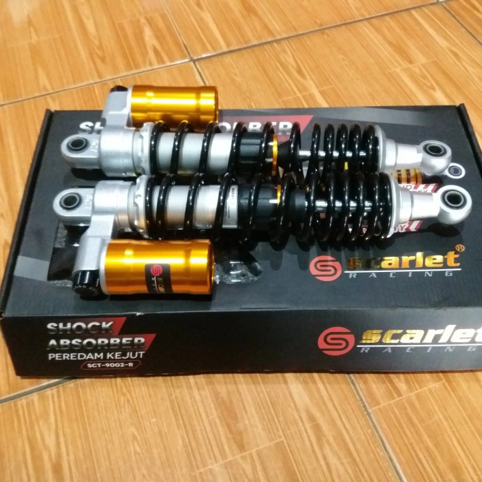 MURAH     Shock Belakang Tabung Bawah Hitam 340mm Scarlet