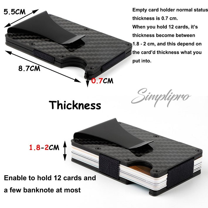 Dompet Pria Keren Money Clip Carbon Fiber Card Holder Anti RFID (RD1)