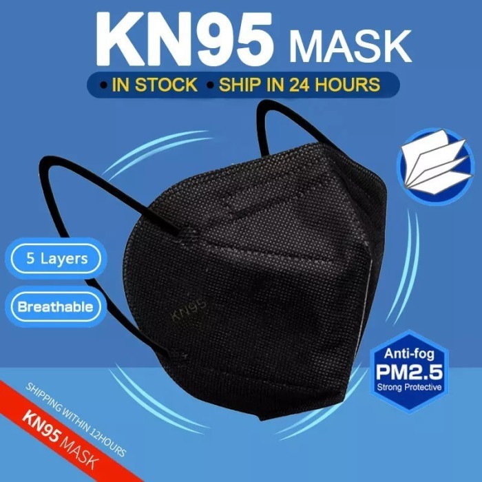 Masker KN95 HITAM  Masker N95 ASLI Masker KN 95 HITAM  - TANPA BOX