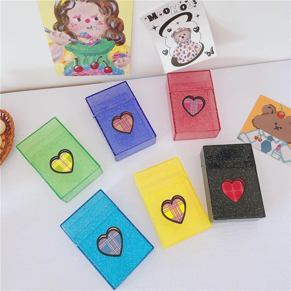 AUGUSTINA Korean Photocards Collect Box Retro Love Stickers Card Storage Case Glittery School Office Kpop Idol Photo Student Card Holder Japanese Photo Organizer