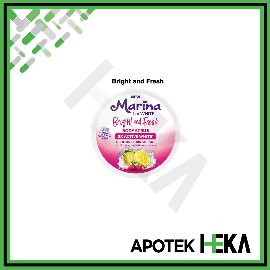 Marina Body Scrub UV White 200 ml 3x Active for Glowing White Vit B3&amp;C (SEMARANG)