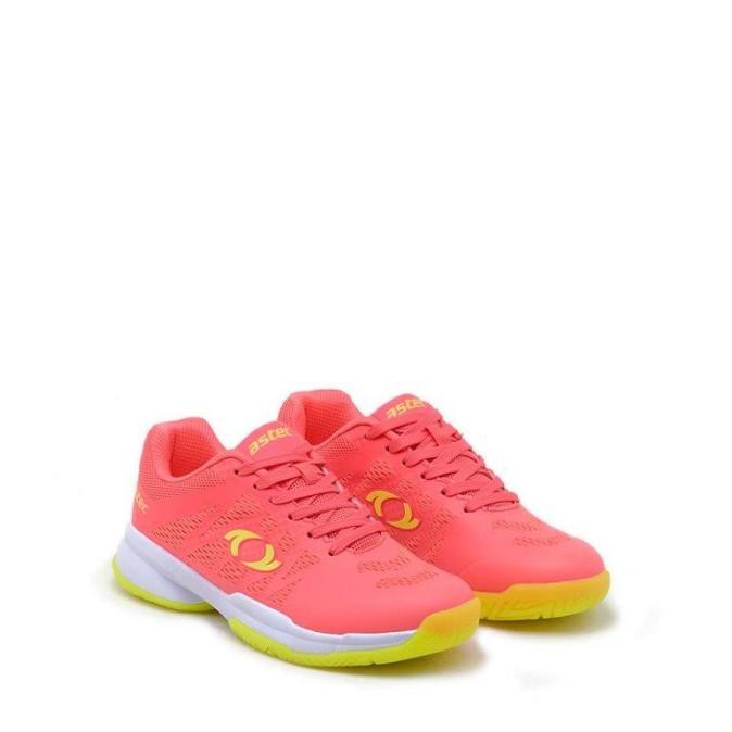 sepatu badminton astec dagmar women coral/s.ylw original