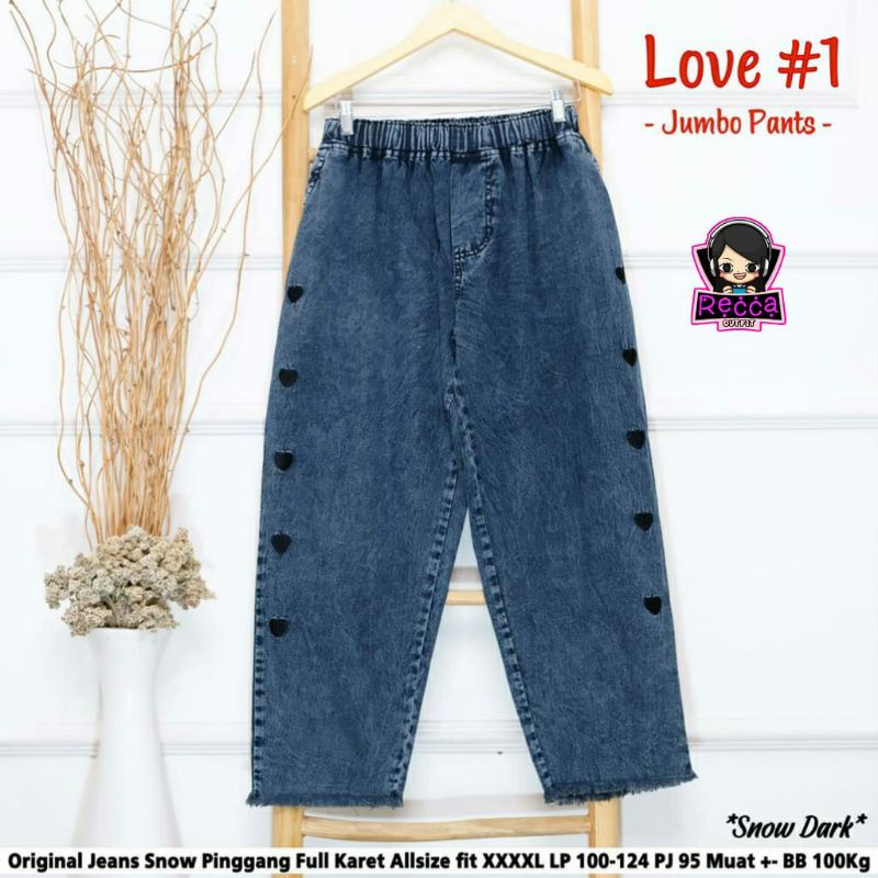 LOVE JUMBO PANT // CELANA JUMBO // PINGGANG FULL KARET // NEW MOTIF BORDIR SUPER JUMBO || CELANA BOYFRIEND WANITA PINGGANG FULL KARET SNOW