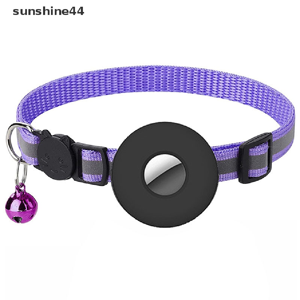 Sunshine Airtag Kalung Leher Anjing / Kucing Adjustable Bahan Nilon Reflektif Anti Hilang