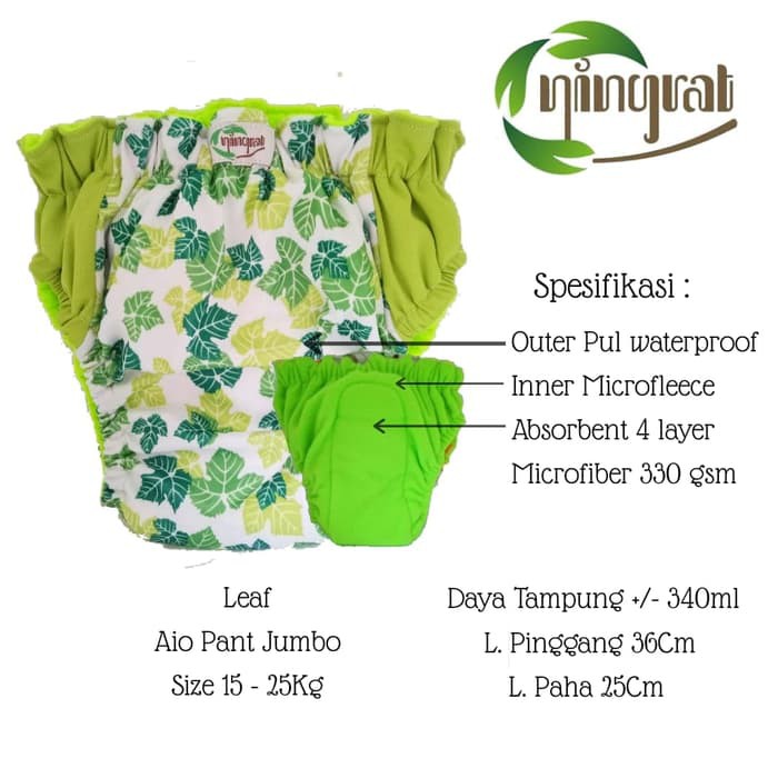 Paket Murah 3 Pcs Clodi Ningrat Aio Jumbo (Bb 15-25 Kg) Popok All In One Popok Kain Popok Cuci Ulang