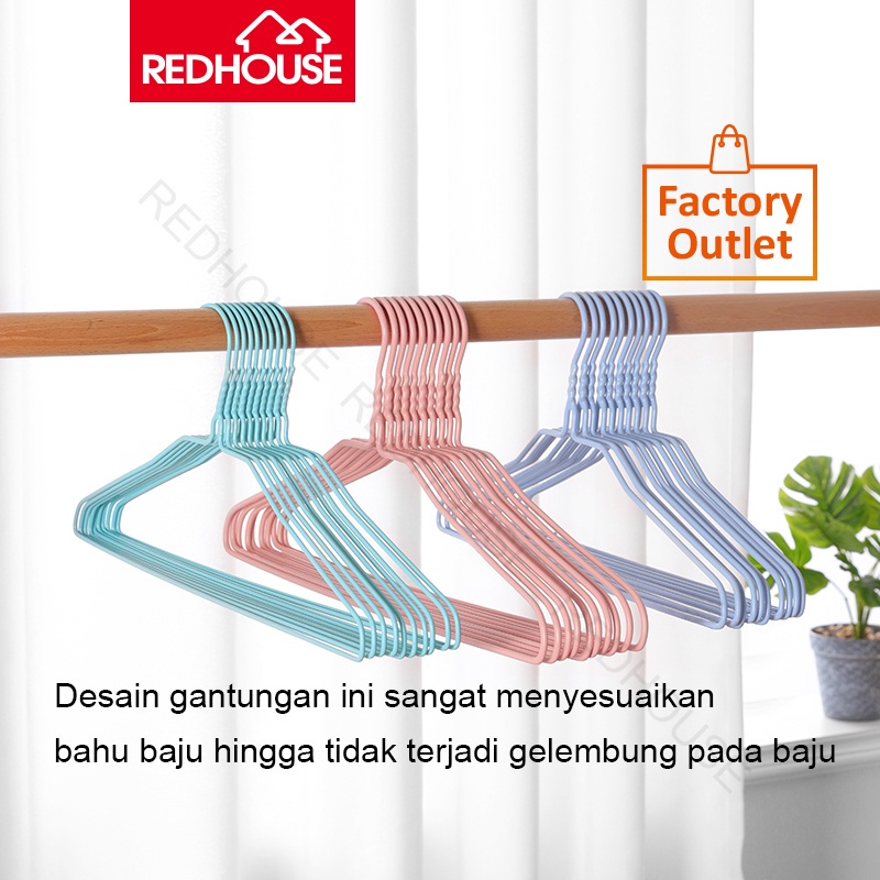 Hanger/ Gantungan baju anti karat kawat lapis plastik {ISI 10 PCS]