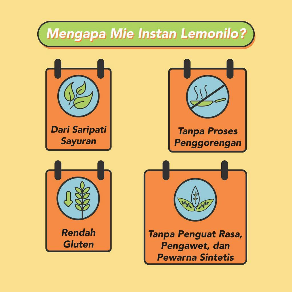 Lemonilo Mie Instan Rasa Mie Goreng /Kuah Rasa Ayam Bawang / Kari Ayam / Pedas Korea / Rendang