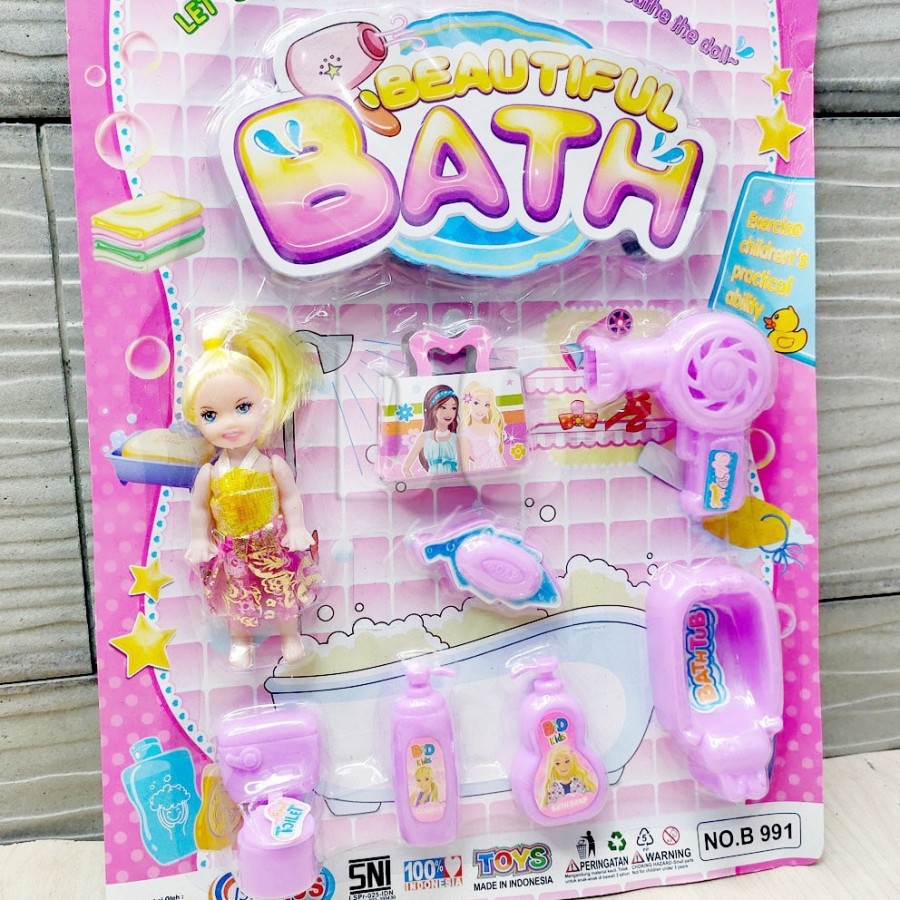 MAINAN BATH TUB SET + BONEKA MAINAN BAK MANDI MAINAN ANAK PEREMPUAN