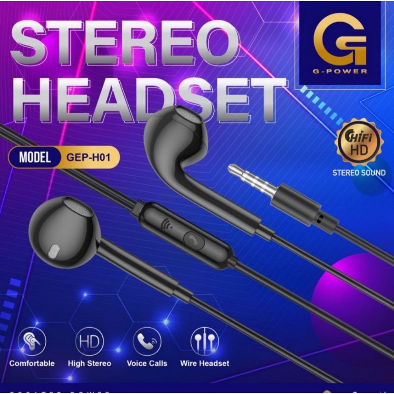 HF EARPHONE HANDFREE G-POWER MODEL GEP-H01