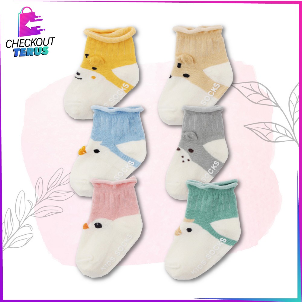 CT P90 Kaos Kaki Bayi Motif Animal Kaos Kaki Bayi Anti Slip Lucu Kaos Kaki Anak Antislip Motif Cute Baby Socks Kaos Kaki Lembut Bayi