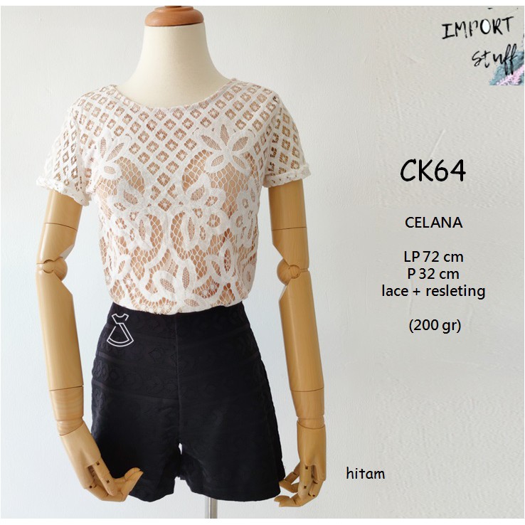 CK64 - CELANA PENDEK SHORT LACE WANITA CELANA IMPORT MURAH