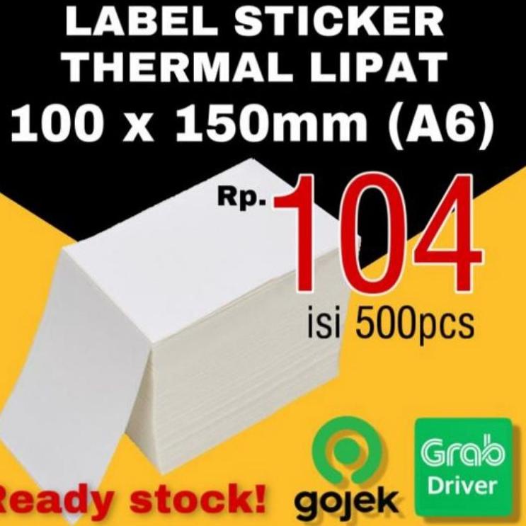 

Wow Murah Meriah.. kertas stiker label thermal lipat 100x150 barcode A6