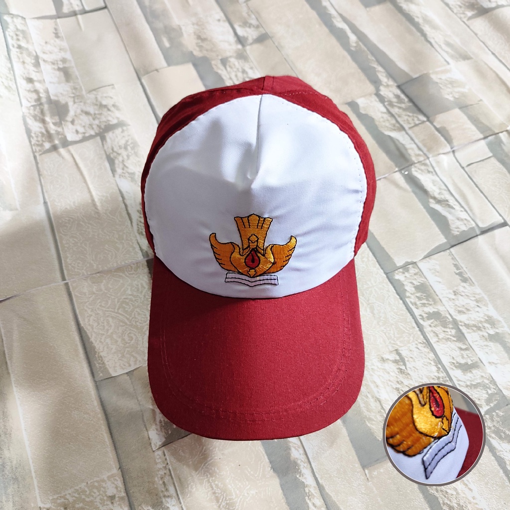 Topi sekolah SD merah putih unisex