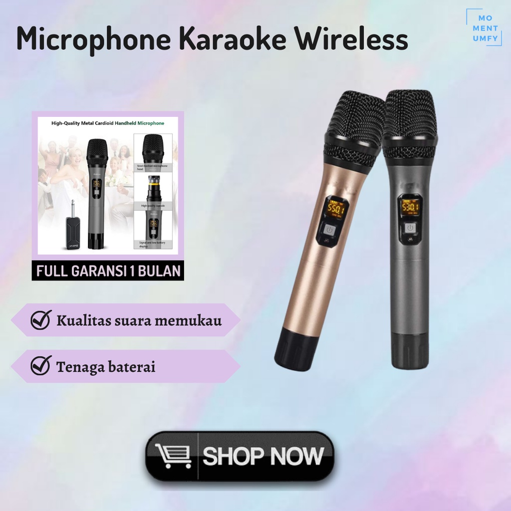 Microphone Mic Mik Mikrofon Karaoke Karoke Nyanyi Portable Wireless Tanpa Kabel Murah Jernih Bagus