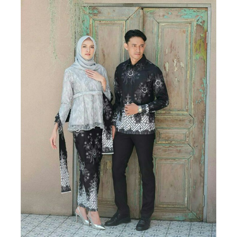 Asli Realpict - Batik Express SOLO Batik Kebaya Couple Kirana Tulle Mutiara Aplikasi Payet Super Cantik