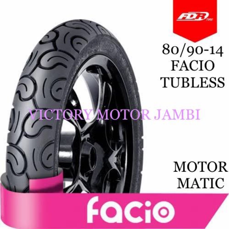 BAN LUAR DEPAN MOTOR MATIC 80/90-14 FACIO TUBLESS FDR