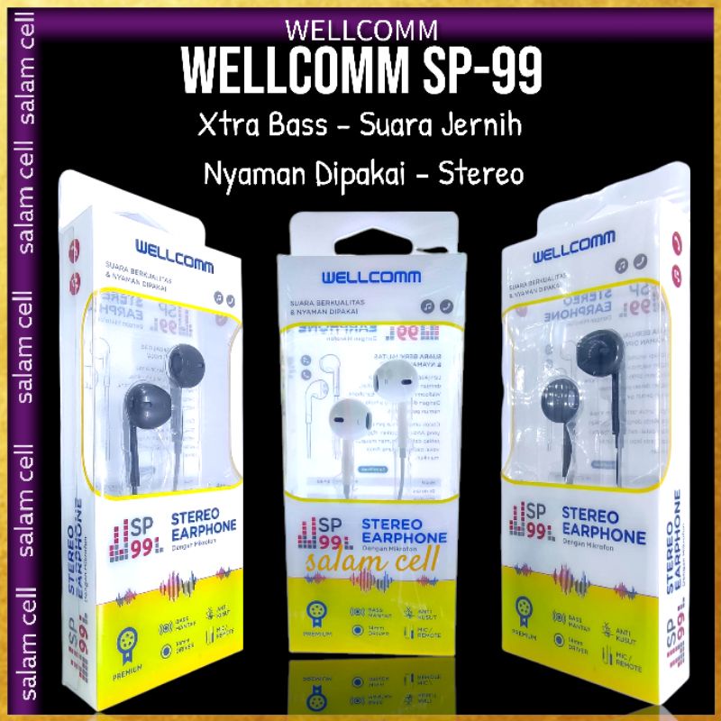 Headset HP Wellcomm Sp99 Earphone Headphone Cocok untuk Semua type hp