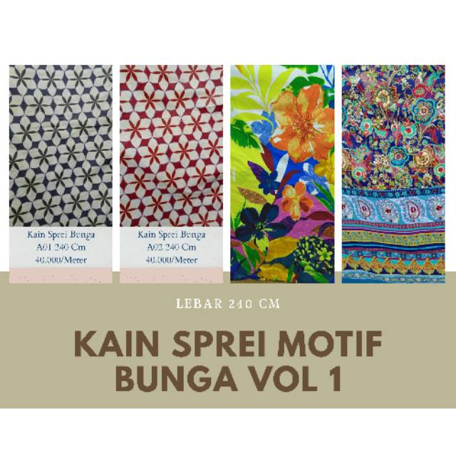 Kain Sprei Motif Bunga Lebar 240 Cm
