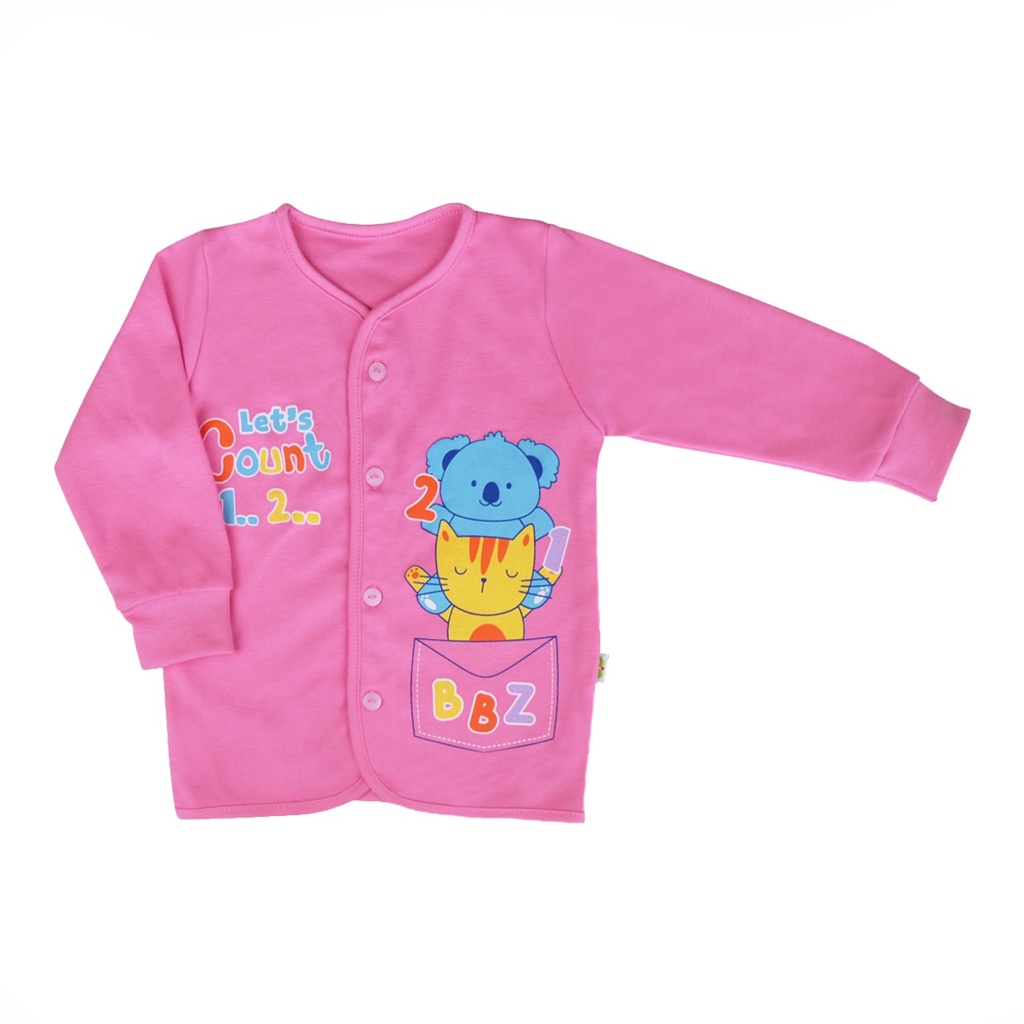 BONBINZOO - Baju Atasan Kancing Depan Anak Bayi Laki Perempuan 0 - 12 Bulan-Baju Pjg KDLets Pink