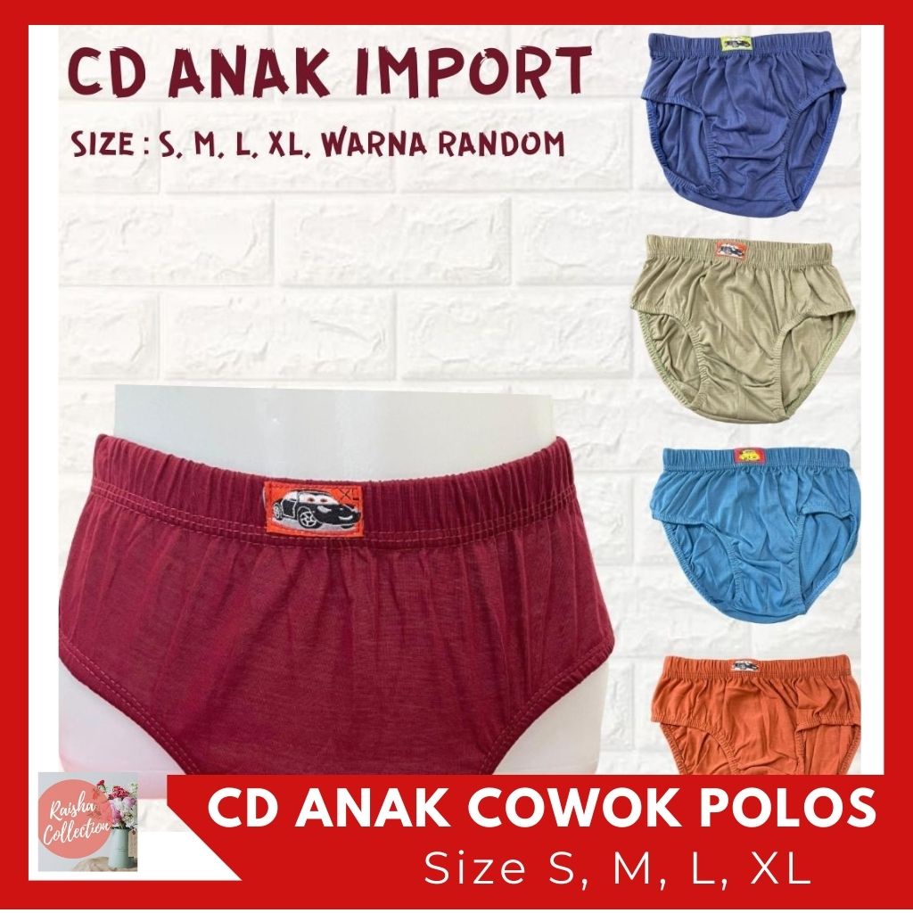 Rc Cd Celana Dalam Anak Cowok Import Polos baru usia 5tahun sampai 11tahun