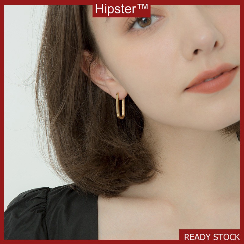 Korea Fashion Style Keren Oval Elegan Dilapisi Anting-Anting dengan S925 Sterling Silver Anting-Anting