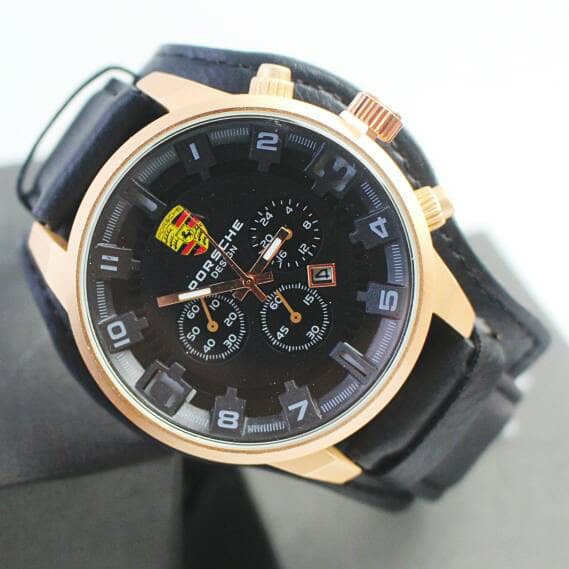 Jam Tangan Pria Kulit Porche jtr 972 black