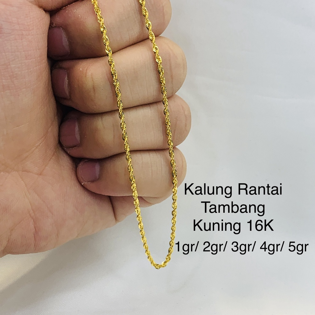 Kalung Rantai Emas Asli Kadar 700 70% Model Tambang Korea Lilit Superlight Kilat 1 gram UBS 700 16K