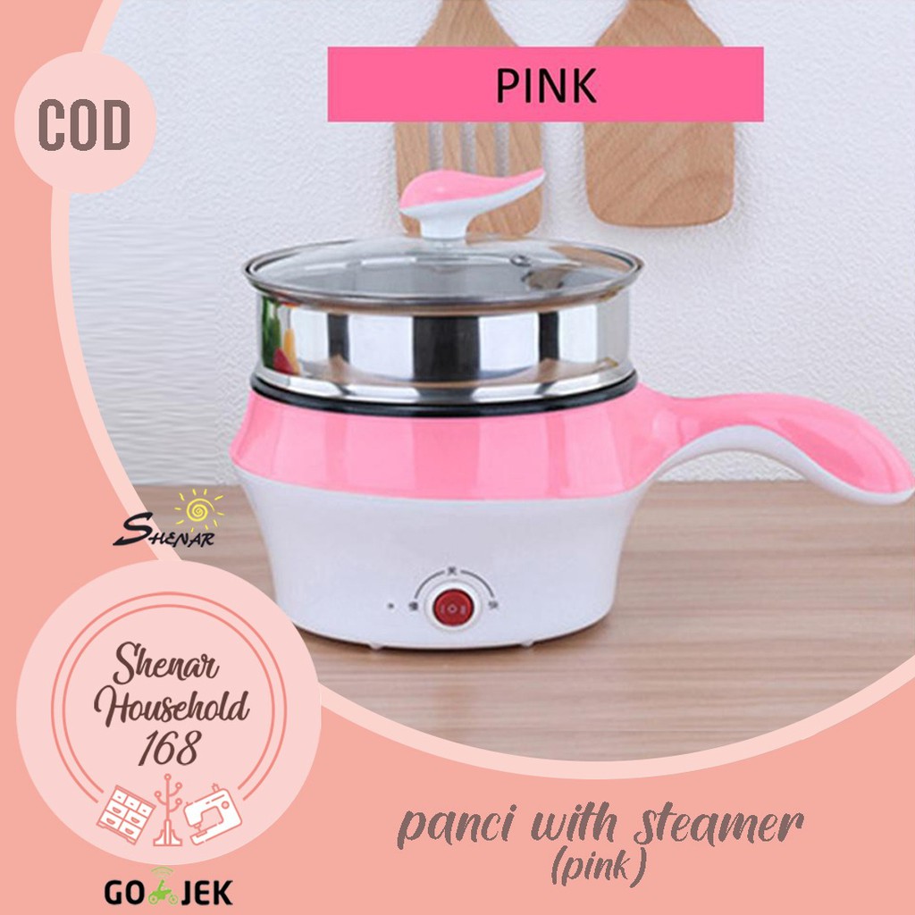 SHENAR PANCI LISTRIK ELEKTRIK FRY PAN SERBAGUNA FRYPAN HOTPOT / PANCI LISTRIK 1.2L KUKUSAN FREE KABEL/ COOKING POT WITH STEAMER - BISA COD