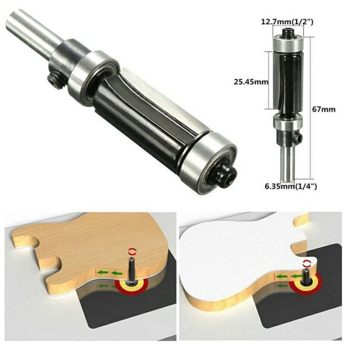 Mata Profil Flush Trim Straight Router Bit Double Bearing Shank 1/4”