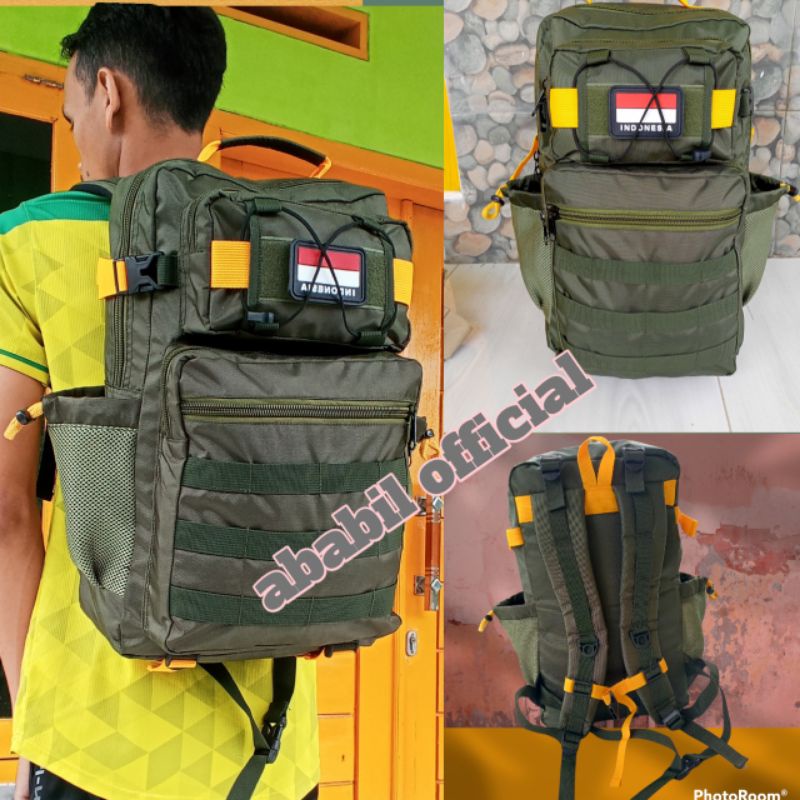 TAS RANSEL PRIA=TAS ARMY=TAS PRIA FREE SATU BUAH LOGO RANDOM