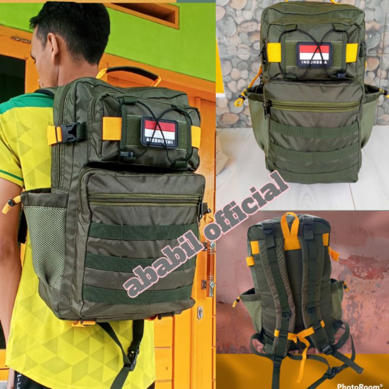 TAS RANSEL PRIA=TAS ARMY=TAS TERLARIS=TAS KUAT FREE LOGO 50L