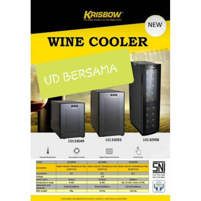 wine cooler kulkas pendingin wine 18 bottle krisbow