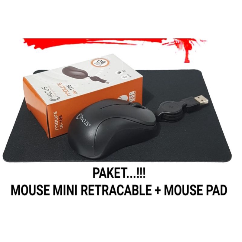 mouse usb kabel plus mouspad paket lengkap