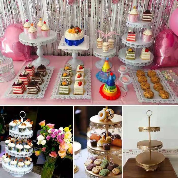 Alish | Fontain Cake Tray 3 Susun Tier Cupcake Rak Susun Kue Roti Cake 3 Tray