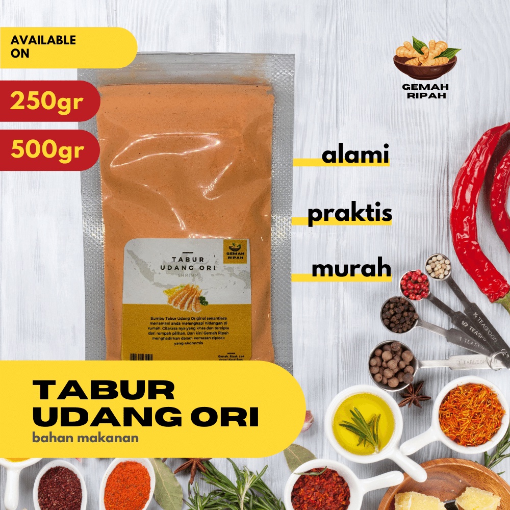 

Tabur Udang Original 250gram 500gram 1kgBumbu Tabur Udang Original Premium Udang Segar Jumbo Udang Kering Super Penyedap Rasa Non MsgSeasoning Powder Udang Manis Shrimp Seafood Enak Murah Sedap Special Serbaguna Bumbu Tabur 1kg