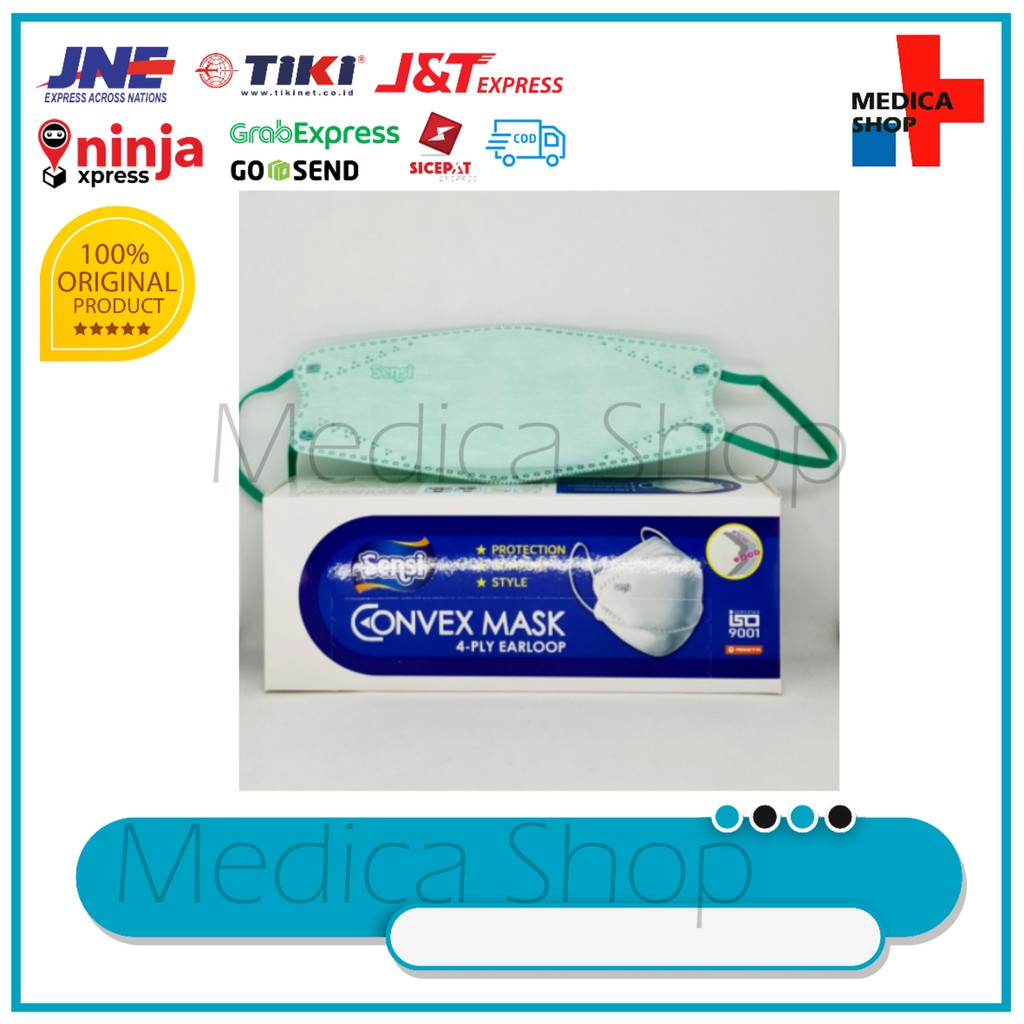 Masker medis Sensi Convex 4ply 1 box Hijau