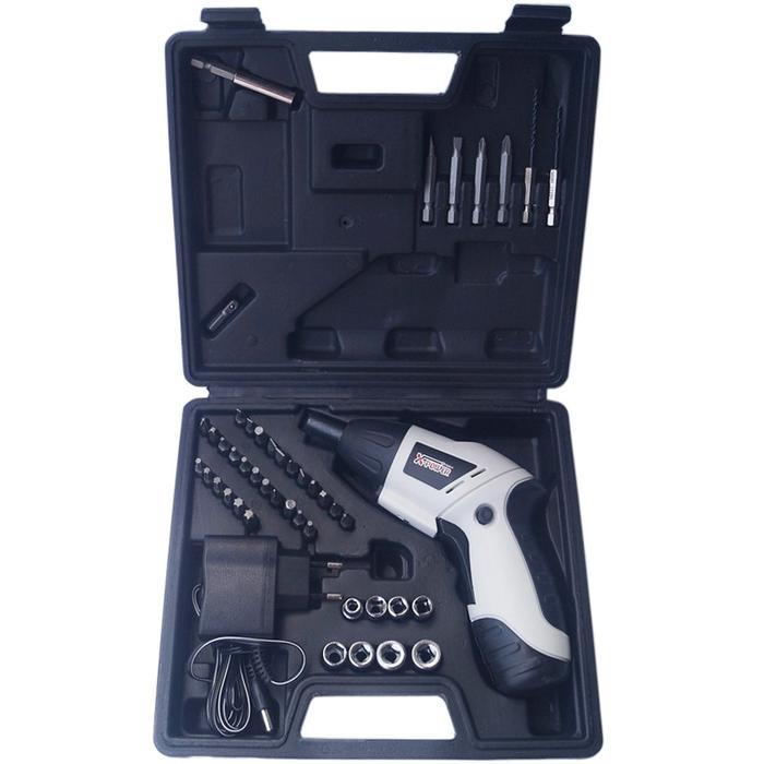 BWDG Bor Tanpa Kabel Manual Obeng Lengkap Elektrik Cordless Rechargeable Screwdriver Putih Baterai